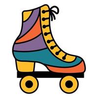 Bright retro roller skates. Cartoon style. White background, isolate. Vector illustration.