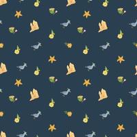 Summer seamless pattern with beach elements. Design for fabric, textile, wallpaper, packaging. vector