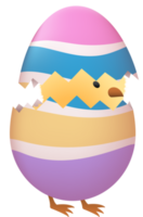 Chick in broken Easter egg with stripe png