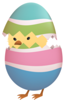 Chick in broken Easter egg with stripe png