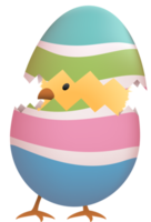 Chick in broken Easter egg with stripe png