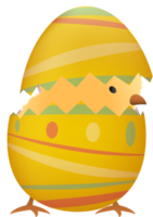 Chick in broken Easter egg with line png