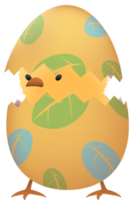 polluelo en roto Pascua de Resurrección huevo con hoja png