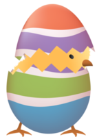 Chick in broken Easter egg with stripe png