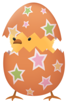 Chick in broken Easter egg with star png