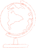 Pink globe chalk line art png