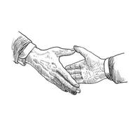 hands drawing shaking hands to each other vector