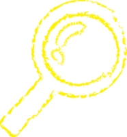 Yellow magnifying glass chalk line art png