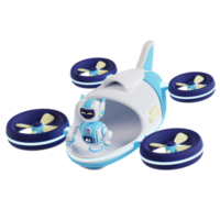 Flying car with AI robot 3d artificial intelligence icon png