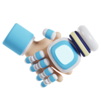 humano apretón de manos con ai robot 3d artificial inteligencia icono png