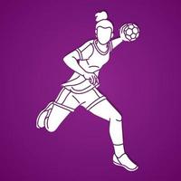 balonmano deporte mujer jugador acción vector