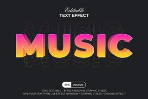 3D Colorful Editable Text Effect Music Style. vector