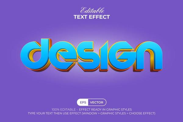 3D Text Effect Blue Style. Editable Text Effect.