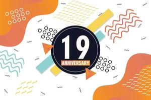 th anniversary celebration logotype with colorful abstract background design with geometrical shapes vector design