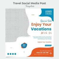 Holiday travel and tourism square flyer post banner and social media post template design vector