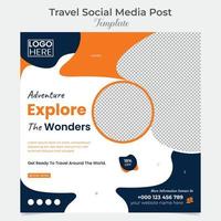 Travel and tour holiday vacation square flyer post banner and social media post template design vector