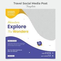 Holiday tourism and travel social media post and square flyer post banner template design vector