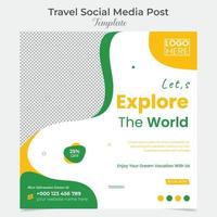 Holiday travel and tourism square flyer post banner and social media post template design vector