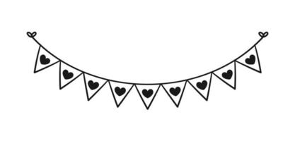 Hanging bunting garland flags with heart pattern for Valentines parties vector illustration