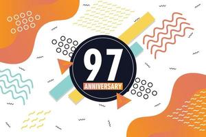 97th anniversary celebration logotype with colorful abstract background design with geometrical shapes vector design