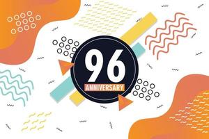 96th anniversary celebration logotype with colorful abstract background design with geometrical shapes vector design