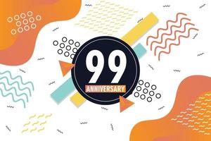 99th anniversary celebration logotype with colorful abstract background design with geometrical shapes vector design