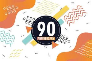 90th anniversary celebration logotype with colorful abstract background design with geometrical shapes vector design