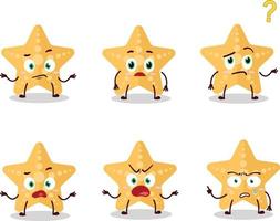 dibujos animados personaje de amarillo estrella de mar con qué expresión vector