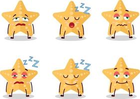 Cartoon character of yellow starfish with sleepy expression vector