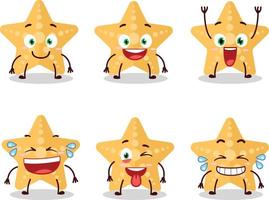 Cartoon character of yellow starfish with smile expression vector