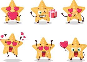 Yellow starfish cartoon character with love cute emoticon vector