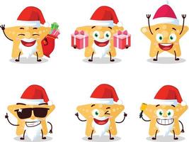 Papa Noel claus emoticones con amarillo estrella de mar dibujos animados personaje vector