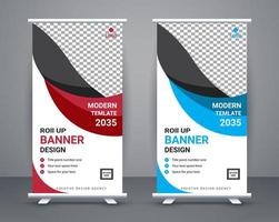 Modern roll up banner design stand template free vector