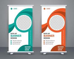 Modern roll up banner design stand template free vector