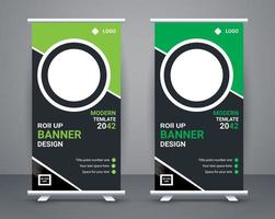 Modern roll up banner design stand template free vector