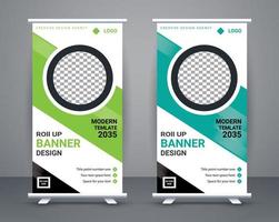 Modern roll up banner design stand template free vector