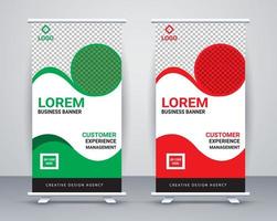 Modern roll up banner design stand template free vector