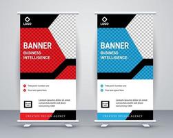 Modern roll up banner design stand template free vector