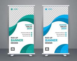 Modern roll up banner design stand template free vector