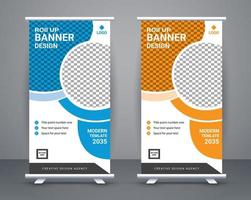 Modern roll up banner template design free vector