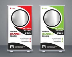 Modern roll up banner design stand template free vector