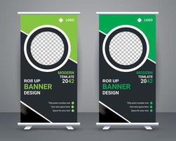 Modern roll up banner design stand template free vector