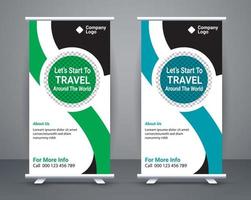 Modern roll up banner design stand template free vector