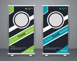 Modern roll up banner design stand template free vector