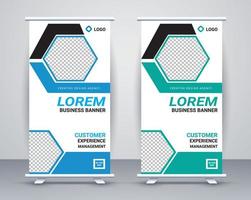 Modern roll up banner design stand template free vector