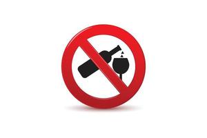 No drinking sign, No alcohol sign. vector