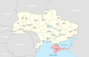 Political map of Ukraine with borders of the regions. vector