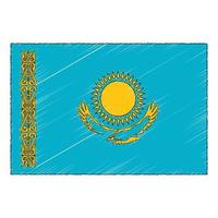 Hand drawn sketch flag of Kazakhstan. doodle style icon vector
