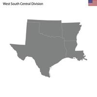 High Quality map of West South Central division of United States vector