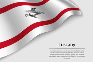 Wave flag of Tuscany is a region of Italy. vector